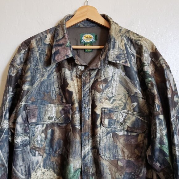 Cabelas Scentlok Camo Leaf Jacket Button Front Hunting Outdoor Size Mens XL Tall - Picture 4 of 11